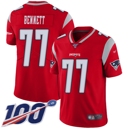 New England Patriots Football #77 100th Season Inverted Limited Red Men Michael Bennett NFL Jersey->youth nfl jersey->Youth Jersey